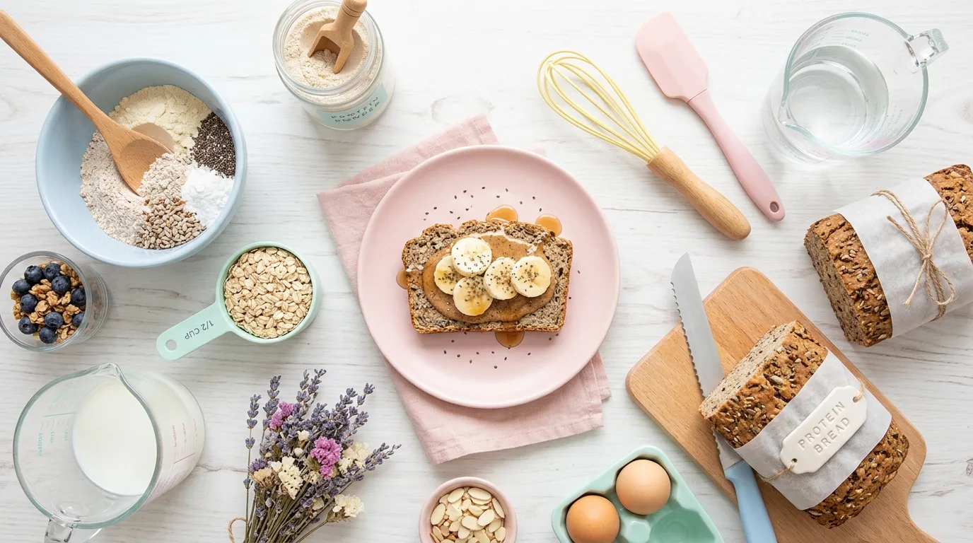 Protein Brot Scheibe auf einem Teller