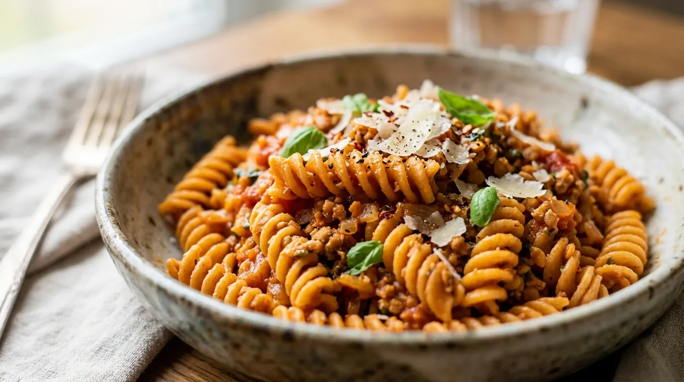 Cremige High Protein Pasta mit Hähnchen