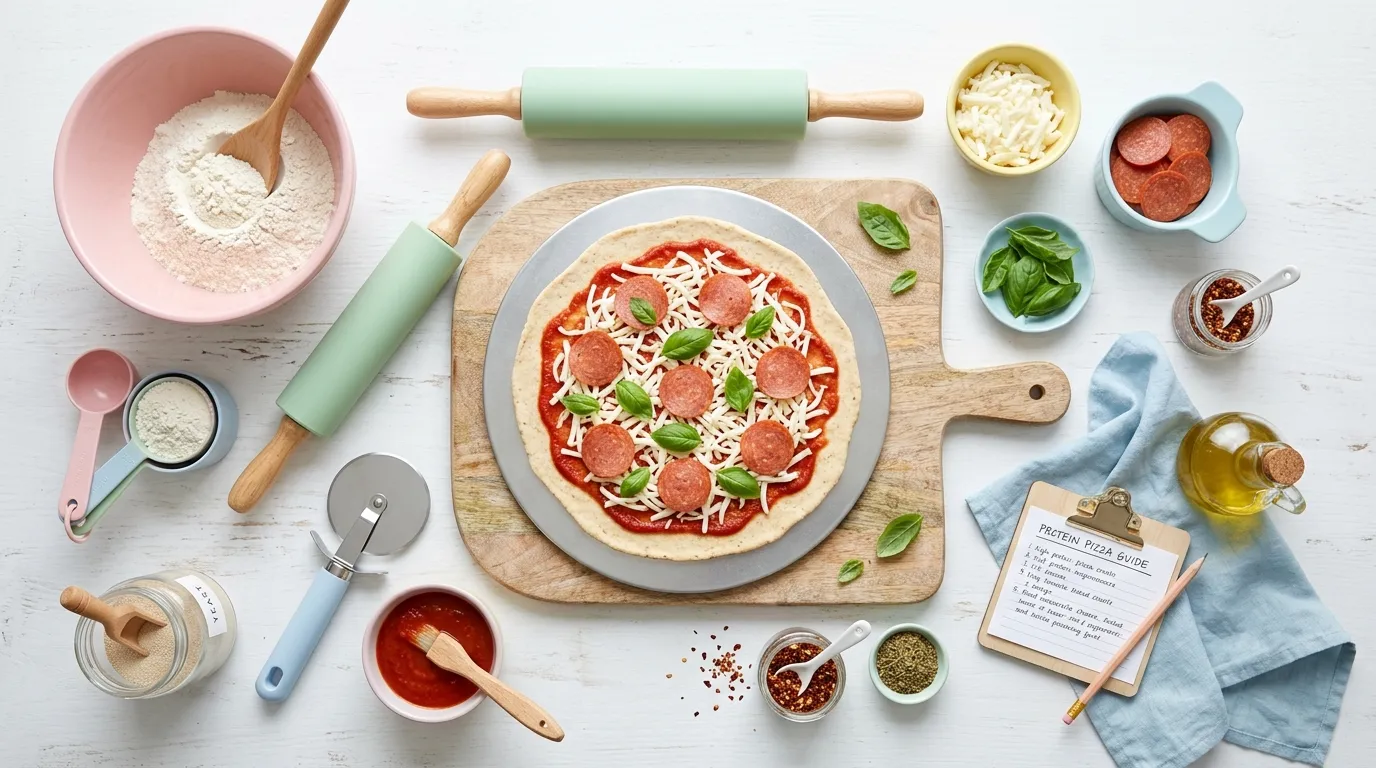 Detailaufnahme der knusprigen Protein Pizza