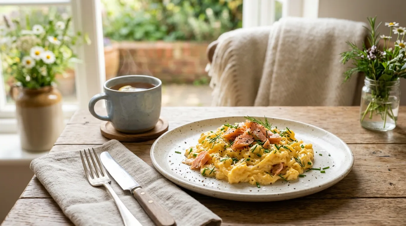 Zutaten für Rührei mit Lachs